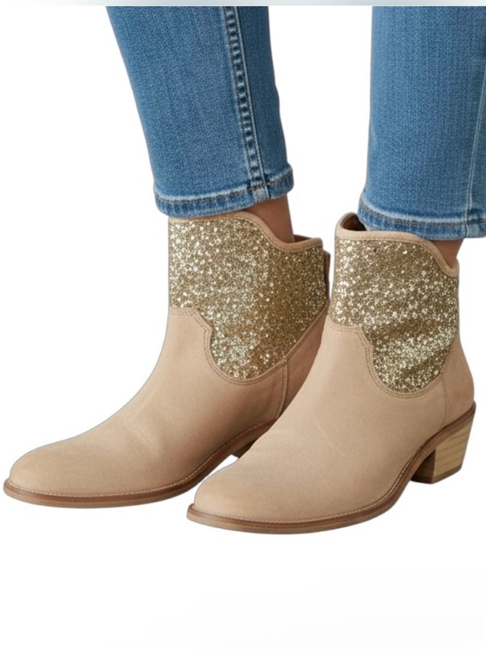 Hoss Intropia Tan Leather Western Booties Size 6.5